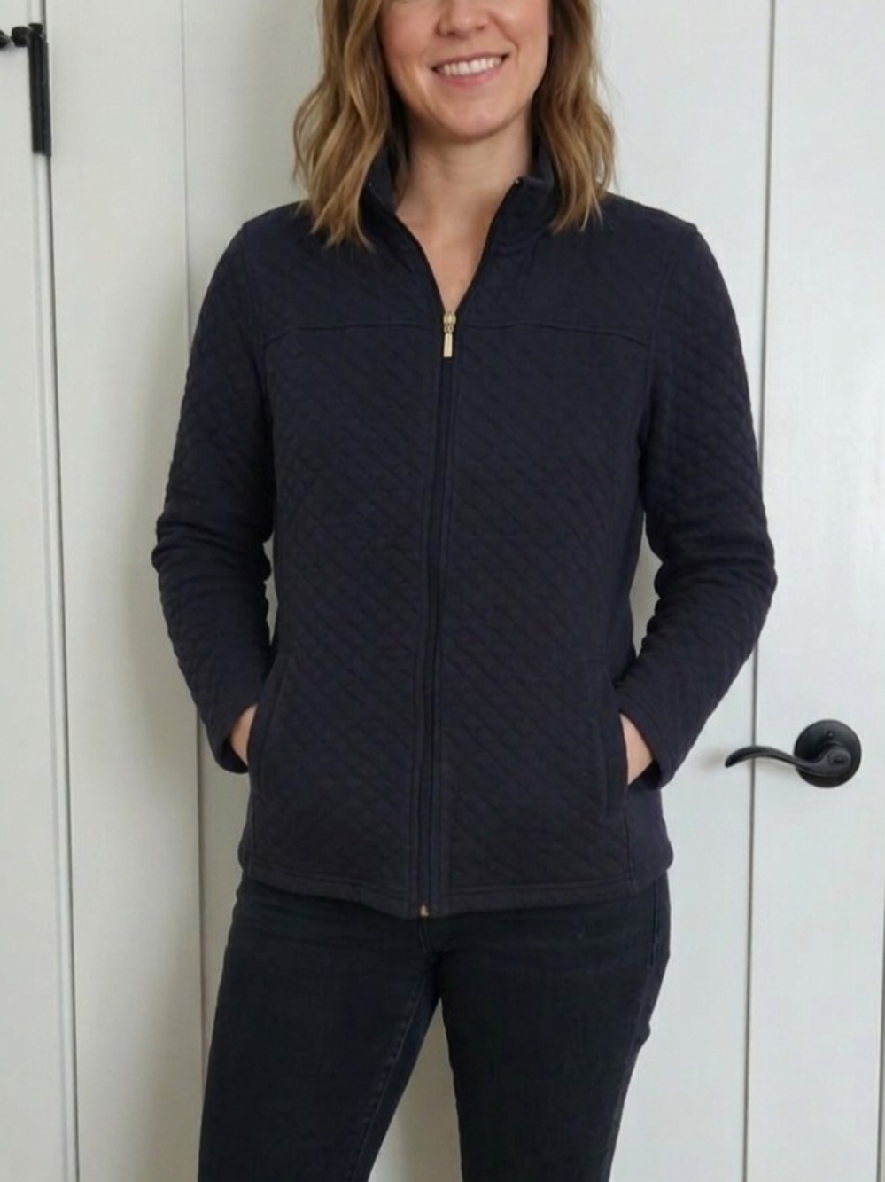 Croft & Barrow Women's Quilted Zip Jacket in Dark Navy blue SIZE MEDIUM
